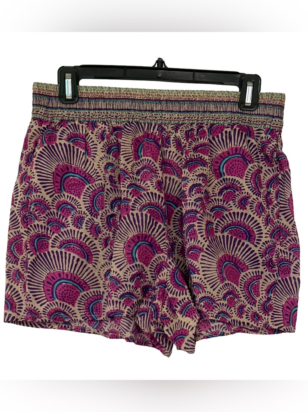 Haute Hippie Geometric Patterned Shorts Pink & Teal Print Size Medium NWT